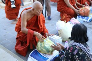 Khmer Buddhist monks providing psychosocial and spiritual counselling to displaced people along border