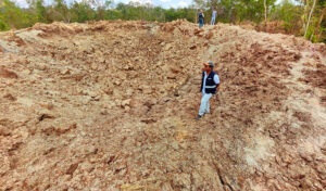 2,000-pound MK84 bomb leaves massive crater on key border road