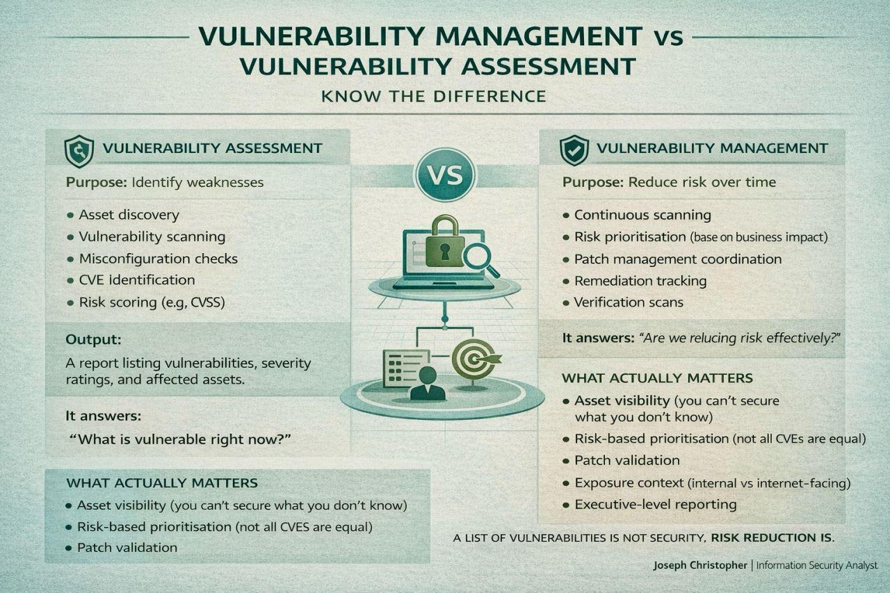 Many people use Vulnerability Assessment and Vulnerability Management as the same term — but they are different.