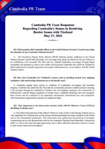 Regarding Cambodia’s Stance in Resolving Border Issues with Thailand May 27, 2026