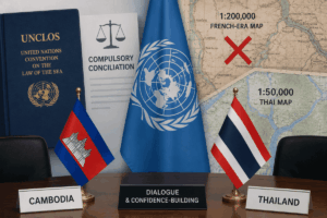 កម្ពុជាជំរុញការផ្សះផ្សាដោយបង្ខំ​ UNCLOS និងយន្តការអន្តរជាតិ ខណៈនាយករដ្ឋមន្ត្រីថៃអះអាងថាផែនទីសម័យបារាំងអស់សុពលភាព