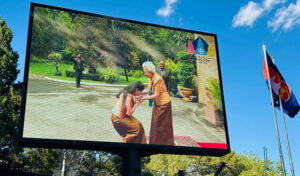 Cambodian embassy in China promotes global Girl Guides conference via giant Beijing screen