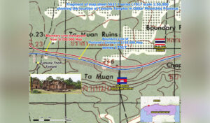 Thailand’s map places Ta Moan Thom inside Cambodia.